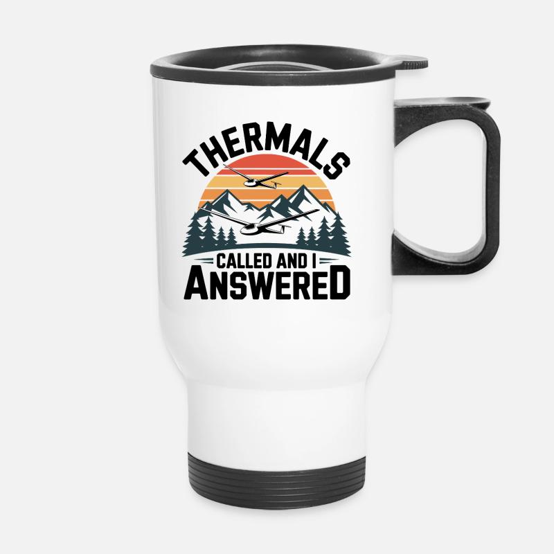Glider thermals call, I answer – gliding - Thermal mug with handle - white