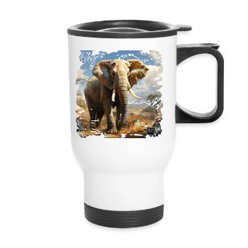 African elephant in sunlight - Thermal mug with handle - white - Front