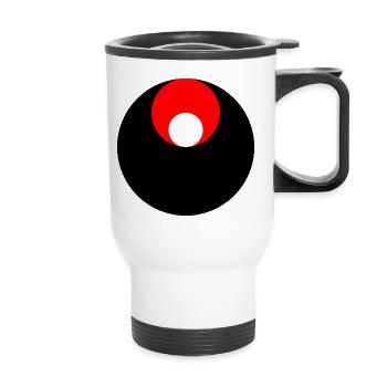 3 cercles, noir, rouge et blanc - Tasse isotherme avec poignée - blanc - Devant