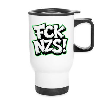 Déclaration de FCK NZS contre le racisme - Tasse isotherme avec poignée - blanc - Devant
