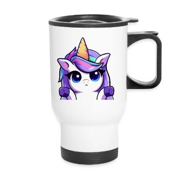 Lya Licorne haussant les épaules - Tasse isotherme avec poignée - blanc - Devant