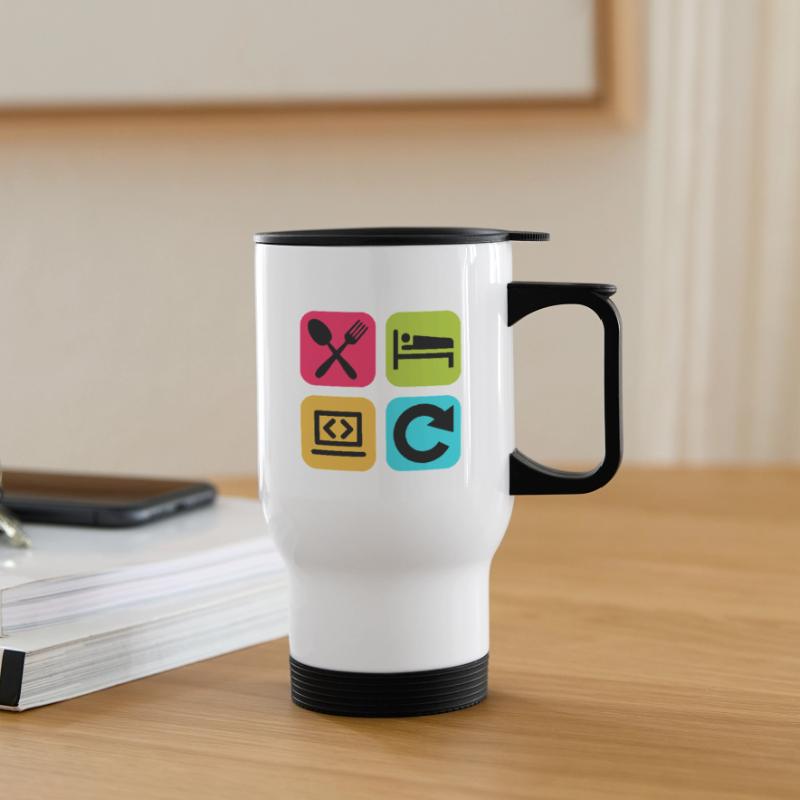 Eat Sleep Program Repeat Funny Quote Code Thermal mug with handle