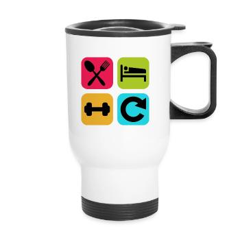 Manger Sommeil Gym Répéter Citation drôle Fitness - Tasse isotherme avec poignée - blanc - Devant