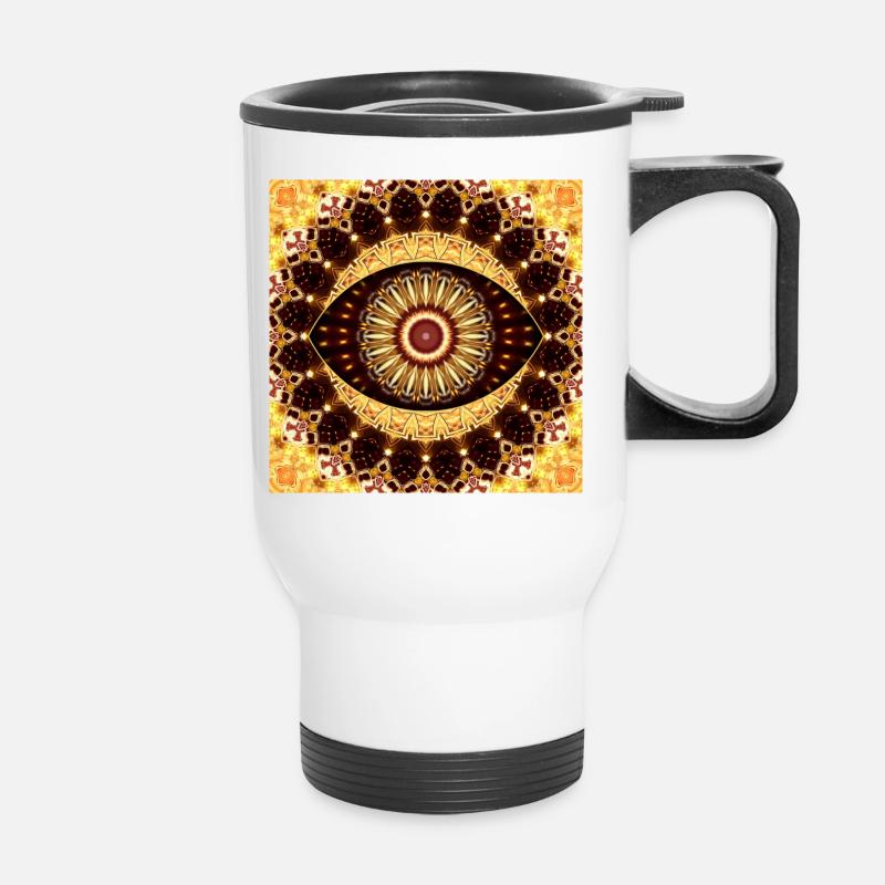 Kaleidoscope Mandala Gold Tones - Thermal mug with handle - white