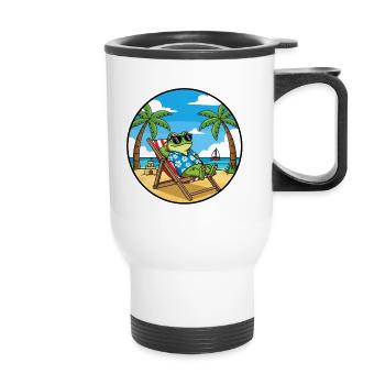 Cool Frog Beach Vacation Summer Vibes - Thermobecher mit Tragegriff - Weiß - Vorne