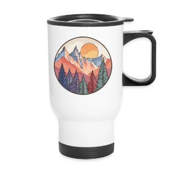 Mountain at sunset – Nature motif - Thermal mug with handle - white - Front