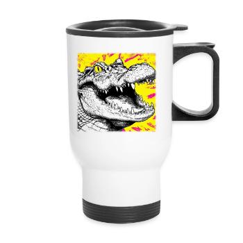 Crocodile Sketch – Urban Graffiti Style Design - Thermal mug with handle - white - Front