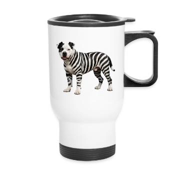 Pitbull in zebra look: Cool urban hybrid design - Thermal mug with handle - white - Front