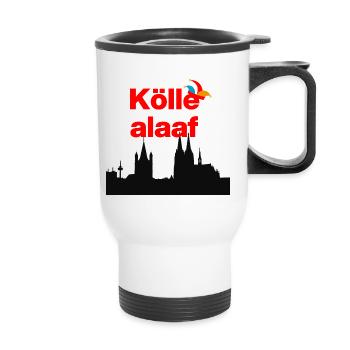 ÖLLE ALAF ! 🃏COLOGNE JECK, CARNAVAL, SESSION, KÖLSCH - Tasse isotherme avec poignée - blanc - Devant
