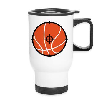 Basket Ball cible / Basketball / Basktet-Ball  - Tasse isotherme avec poignée - blanc - Devant