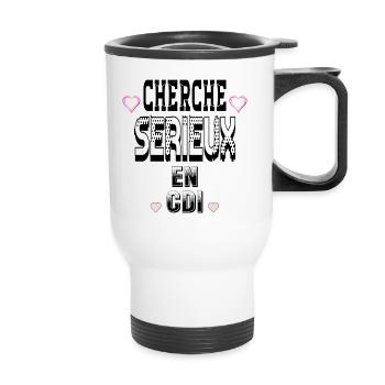 Cherche Sérieux en CDI - Tasse isotherme avec poignée - blanc - Devant