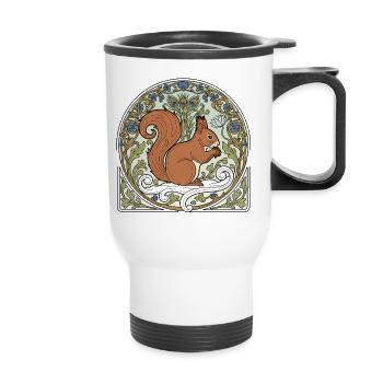 Eichhörnchen im Jugendstil-Ornament - Thermobecher mit Tragegriff - Weiß - Vorne