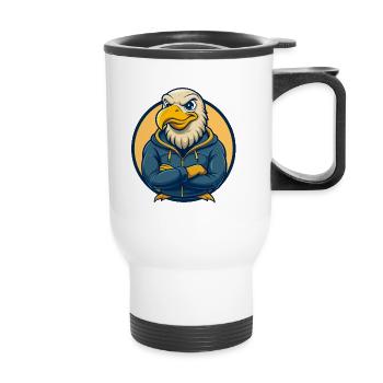 Albatross Kawaii Mascot Cartoon Clipart Logo Badge - Thermal mug with handle - white - Front