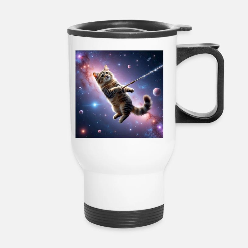 Cat in Space - Thermal mug with handle - white