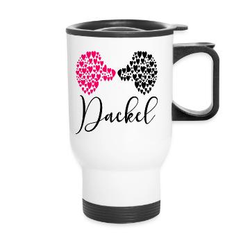 Dackel Hunde Liebe - Thermobecher mit Tragegriff - Weiß - Vorne