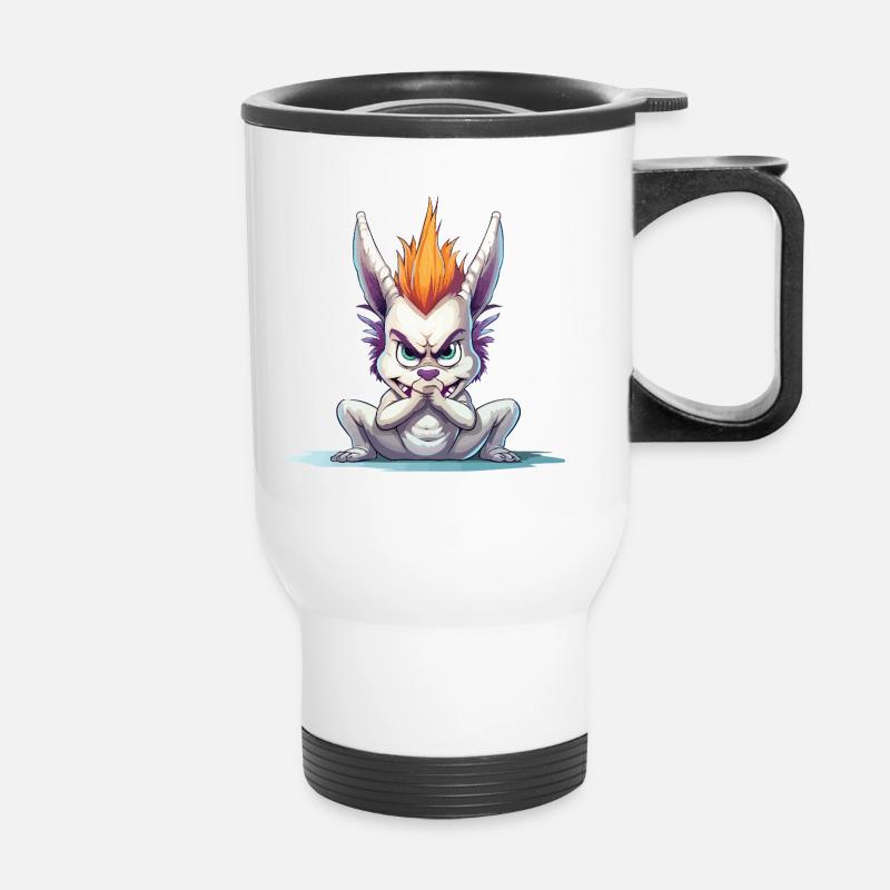 Angry Mohawk Bunny - Thermal mug with handle - white
