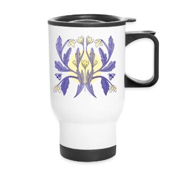 Blumenornament Sonnenschein - Thermobecher mit Tragegriff - Weiß - Vorne