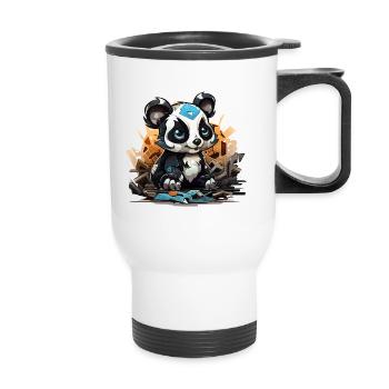 Panda Building Block Charm - Thermal mug with handle - white - Front