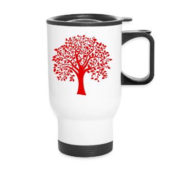 Rote Jumbo-Baum-Print-Silhouette - Thermobecher mit Tragegriff - Weiß - Vorne