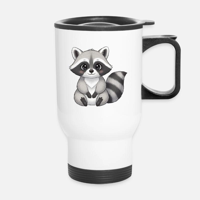 Small raccoon with big eyes - Thermal mug with handle - white