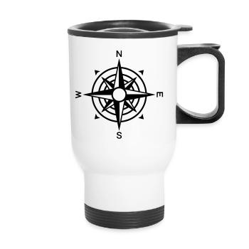 Compass Wind Rose Navigation - Thermal mug with handle - white - Front