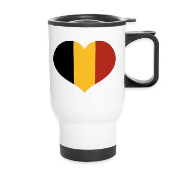 Belgian Flag Heart - Thermal mug with handle - white - Front