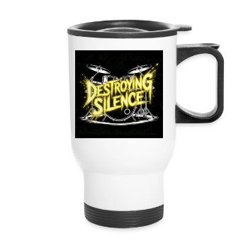 Schlagzeuger Drumset Design  - Thermobecher mit Tragegriff - Weiß - Vorne
