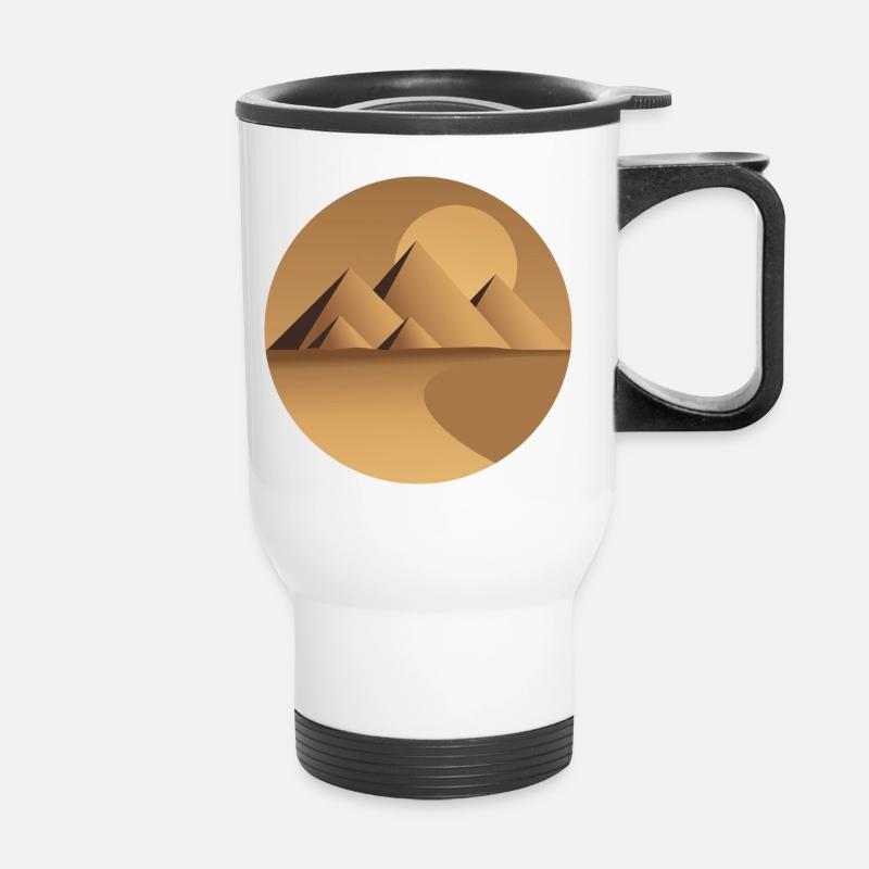 Desert Sun Pyramids Circle - Thermal mug with handle - white