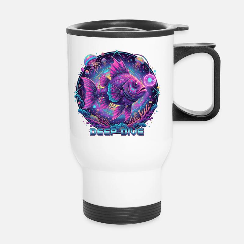 Deep Dive Neon Fish Underwater - Thermal mug with handle - white