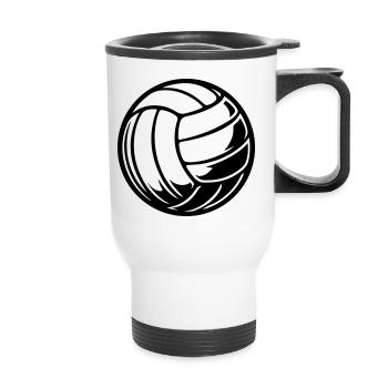 Volleyball Ball - Thermobecher mit Tragegriff - Weiß - Vorne
