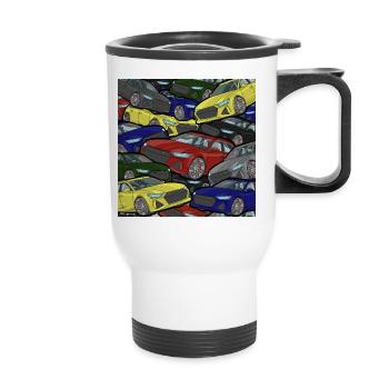 Kaleidoscope Cars Color Explosion - Thermal mug with handle - white - Front