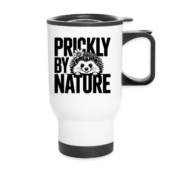 Prickly of Nature Hedgehog Motif - Thermal mug with handle - white - Front