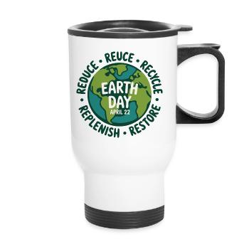 Earth Day Circle: Reuse Recycle - Thermal mug with handle - white - Front