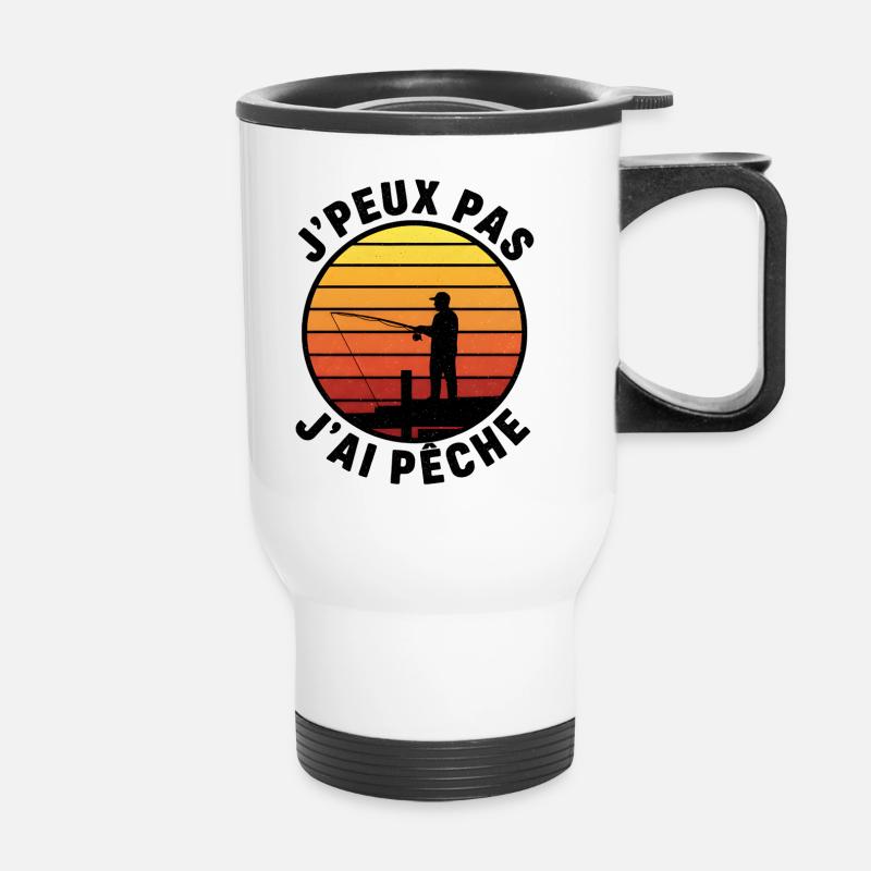 I can't I peach – sunset - Thermal mug with handle - white