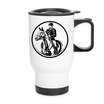 Silhouette de l’homme à cheval - Tasse isotherme avec poignée - blanc - Devant