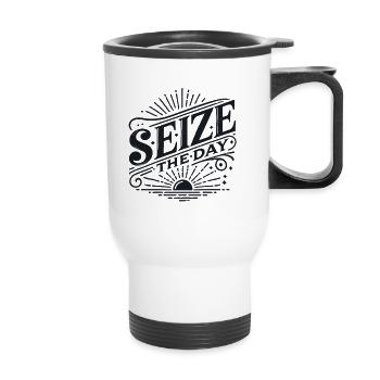 Seize the Day Sunburst Vintage - Thermal mug with handle - white - Front