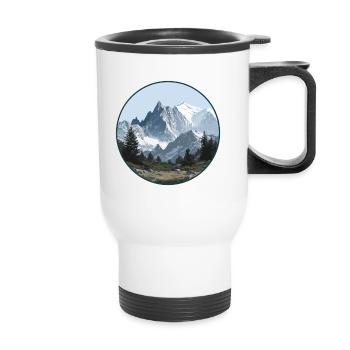 Mont Blanc paysage montagne - Tasse isotherme avec poignée - blanc - Devant