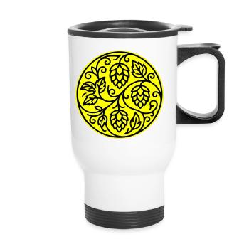 Hopfen Gerste Malz Symbol - Thermobecher mit Tragegriff - Weiß - Vorne