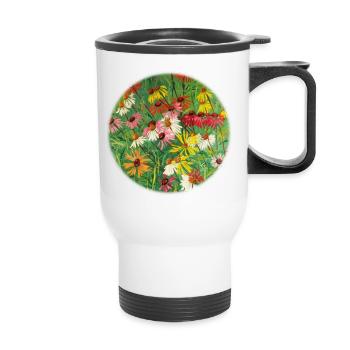 Peinture colorée de prairies à l’échinacée - Tasse isotherme avec poignée - blanc - Devant