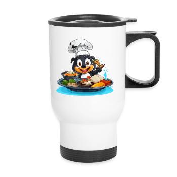 Cooking Dog Chef Cartoon - Thermal mug with handle - white - Front