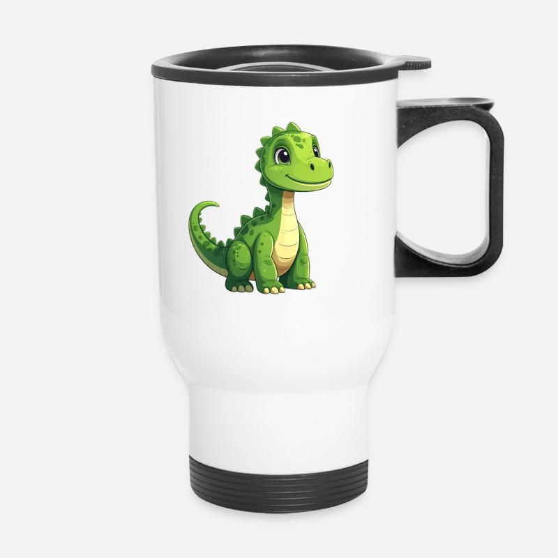 Green Dinosaur - Thermal mug with handle - white