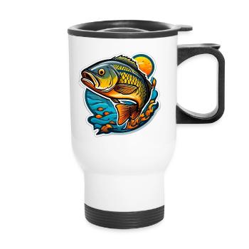 Blazing Koi on Wave and Sun - Thermal mug with handle - white - Front