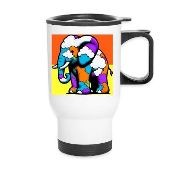 Éléphant avec Nuage et Nuages - Tasse isotherme avec poignée - blanc - Devant