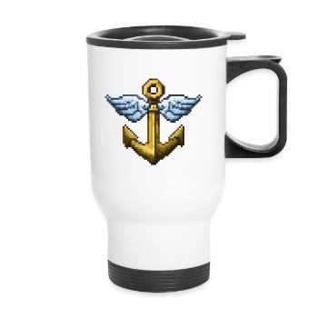 Retro Pixel Art Winged Anchor - Thermobecher mit Tragegriff - Weiß - Vorne