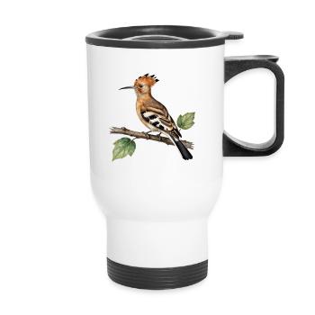 Huppe fasciée sur branche - Tasse isotherme avec poignée - blanc - Devant