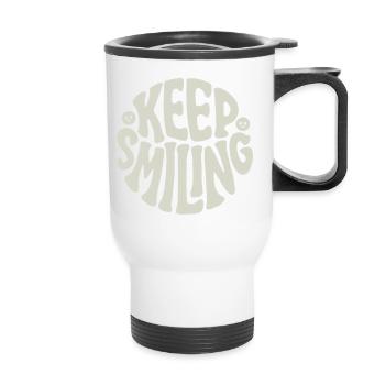 Keep Smiling Bold Typography Positive Quote - Thermobecher mit Tragegriff - Weiß - Vorne