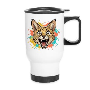 Jaguar head with paint splash - Thermal mug with handle - white - Front
