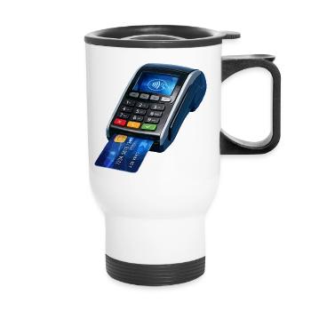 Contactless Payment Terminal Design - Thermal mug with handle - white - Front