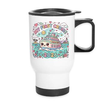 Ma première croisière en 2026 - Tasse isotherme avec poignée - blanc - Devant