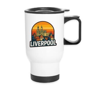 Liverpool Skyline Retro Sunset Vintage Design - Thermal mug with handle - white - Front
